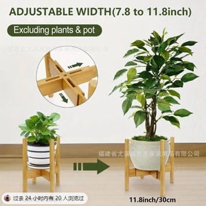 Support à fleurs rétractable en bambou, support à fleurs sur pied pour salon/balcon, étagère de rangement pour plantes succulentes/vertes d'intérieur - Product Image 5