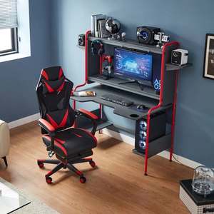 More Design Ruibao Ergonomic Gamer <strong>Recaro</strong> Leg Rest Quality Mesh Workstation Massage Racing Blue Computer Rocker Gaming Bed - Product Image 2