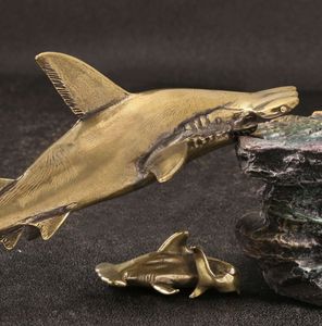 大きなハンマーヘッドサメ真鍮装飾品リビングルーム研究装飾工芸品模造アンティークコレクション卸売 - Product Image 5