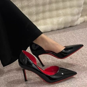Sandales compensées de luxe pour femme à bout pointu, en PU de haute qualité, avec semelle rouge, fermeture éclair, idéales pour les fêtes et mariages en extérieur - Product Image 3
