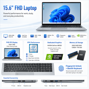 Ordinateur portable Windows 11 neuf de 15,6 pouces, processeur Intel Core i5, 16 Go de RAM, 512 Go de SSD, carte graphique MX350, pour la maison, le bureau et les études - Product Image 2