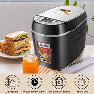 Máquina para Hornear y Tostar Pan Totalmente Automática para el Hogar, Máquina para Mezclar Masa y Hornear Pasteles Totalmente Automática - Product Image 5