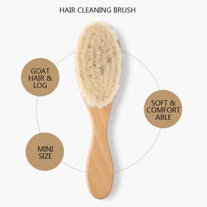 Cepillo de pelo de madera natural con cerdas suaves de cabra, masajeador de cuero cabelludo, cepillo antiestático - Product Image 6