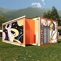 KTV portable moderne, maison préfabriquée de luxe en conteneur, mini-bar musical mobile modulaire, motif géométrique personnalisable