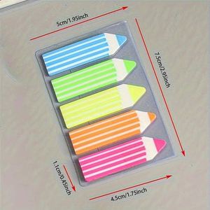 Fluorescent PET Plastic Self-Adhesive Sticky Note <b>Memo</b> <b>Pads</b> Pencil Shape for Easy Organization - Product Image 2