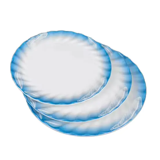 Anpassbare weiße blaue melamin-ovale Teller Kunststoff Restaurant Hotel lebensmittelqualität-Dish modern nachhaltige tägliche Verwendung Parteien