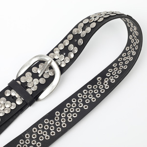 Nuevo Cinturón de Cuero PU con Tachuelas Estilo Punk Rock, Cinturón Vintage con Remaches Metálicos para <span class=keywords><strong>Mujer</strong></span> y Hombre, Cinturón Gótico con Ojales para Jeans - Product Image 1