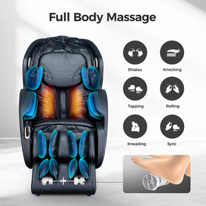 Fauteuil de massage 3D à gravité zéro, fauteuil inclinable Shiatsu pour tout le corps avec commande par application, mobilier moderne et confortable pour salon en noir - Product Image 4