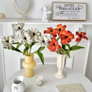 Bouquet de tulipes artificielles en PU marron, fait main, pour arrangements floraux, mariage et <span class=keywords><strong>d</strong></span>écoration intérieure (vente en gros) - Product Image 5