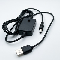 Kabel Daya USB A ke DC5521, Tegangan Output Dapat Diatur 5V/9V/12V Kabel Daya DC untuk Kamera, Lampu Strip LED
