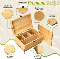 Boîte de rangement de voyage de luxe en bambou anti-odeur pour fumeurs avec plateau à rouler et serrure, couleur naturelle, vente en gros