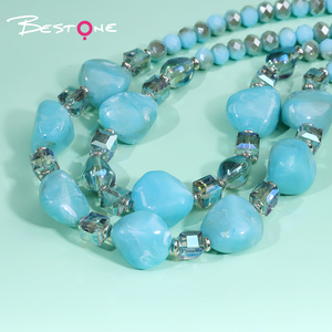 Collar de Cuentas Grandes de Acrílico Estilo Bohemio Azul Personalizado Bestone - Product Image 3