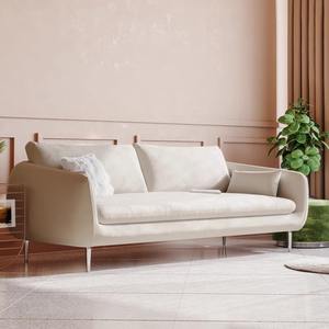 Divano di piccole dimensioni a 2 posti in stile minimalista moderno per soggiorno divano componibile in velluto morbido con gambe in metallo - Product Image 1