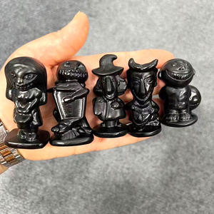 Offres Spéciales <span class=keywords><strong>Fright</strong></span> <span class=keywords><strong>Night</strong></span> Obsidian Sculpture Pierre de guérison en cristal poli pour la décoration d'Halloween - Product Image 4