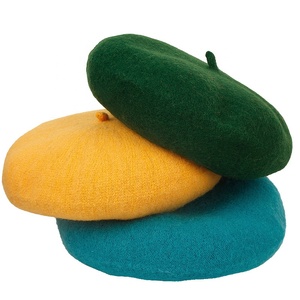 Vente en gros de bérets bon marché personnalisés chapeaux en laine de couleur unie chapeau béret d'automne de peintre français uni et chaud pour femmes - Product Image 3