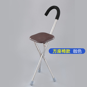 Canne-tabouret pliable triangulaire en alliage d'aluminium Changxing, marron, pour personnes âgées - Product Image 1