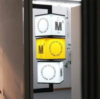 Boîte à lumière LED 3D carrée en aluminium pour menu extérieur, cadre d'affichage, étanche, résistant au vent, publicité rotative à 360°