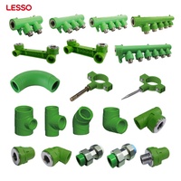 LESSO Tous types de raccords de tuyauterie en PPR Matériaux de plomberie Raccord à emboîtement Coude Té Filetage mâle femelle Vanne Raccords de tuyauterie en PPR