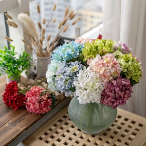 Fleurs d'hortensia artificielles en polyester à branche unique pour décoration intérieure, bouquet de mariage MW52666 - Product Image 1