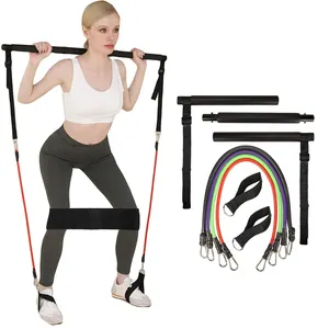 Bandas de Resistência Conjunto Com Treino Bar Banda Exercício Fitness Stick Home Gym Musculação Pilates Bar Kit Fitness Equipment