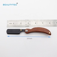 Mini rasoir à lame interchangeable avec manche en bois, pliable, pour la coupe de la barbe, noir, rasoir de barbier