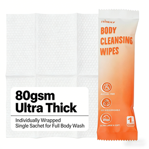 Lenços de Limpeza Corporal Grandes de 80gsm Personalizados, Lenços Descartáveis para Banho Sem Enxágue para Academia, Hospital e Higiene Pessoal - Product Image 1