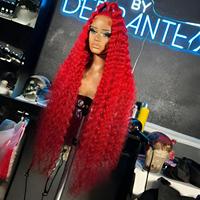 # Peluca de Cabello Humano 100% Remy Rojo de Alta Densidad 613, con Encaje Completo, Liso, sin Pegamento, Línea de Cabello 4C, Ondulado Profundo HD 13*4, Frontal 13*6