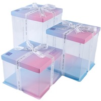 Boîte cadeau rectangulaire pour gâteau et dessert, personnalisée, transparente, dégradé de couleurs arc-en-ciel, qualité alimentaire, multicouche, avec finition bronzée grise