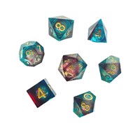 Deskjoy Movable Liquid Core D20 Dice Set Polyhedral Resin Longan Multi-Sided Metal Dnd Dungeons Dragons RPG Board Game