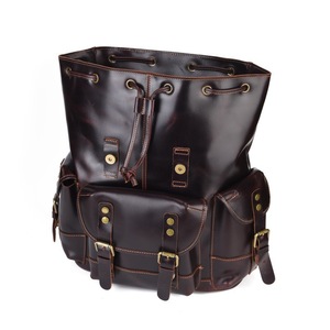 Men's Genuine Leather <b>Backpack</b> Reddish <b>Brown</b> 15 Inch Laptop Capacity Outdoor Travel Casual Style - Product Image 5