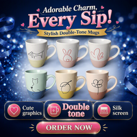 Mug à café en céramique à double paroi personnalisé avec impression sérigraphique, mug moderne pour cadeau d'entreprise avec logo personnalisé