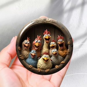 Aimant de réfrigérateur circulaire plat <span class=keywords><strong>2D</strong></span> avec un design de poussin souriant mignon - Product Image 3