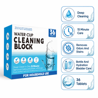 Zourunan Bloc Nettoyant pour Gourdes 36 Comprimés Entretien des Bouteilles Hydratation Nettoyage des Taches et des Odeurs Après Utilisation Fourniture en Gros OEM