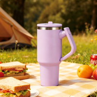 Gourde isotherme de voyage 40 oz la plus vendue, anti-déversement, étanche, à double paroi, avec couvercle à paille rabattable pliable