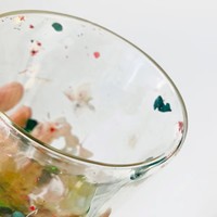 Nouveau design 300ml tasse en céramique à double paroi en borosilicate tasse à motifs de fleurs sèches