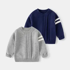 Повседневный высококачественный Мягкий трикотажный пуловер Sunny Baby с круглым вырезом, однотонный теплый свитер для мальчиков