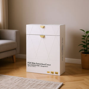 FCH Mueble para zapatos de aglomerado blanco, 80x24x120cm, puerta en forma de V, 2 cajones, herrajes dorados, diseño moderno y minimalista - Product Image 2