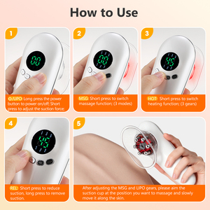 Appareil intelligent de massage Gua Sha et ventouses pour soulagement de la douleur, relaxation musculaire, chaleur, remodelage corporel, masseur facial, anti-<span class=keywords><strong>cellulite</strong></span> par aspiration, écran LCD, 2 têtes - Product Image 5