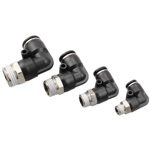 Raccord pneumatique rapide Liyuan PL8-02, coude à angle droit 4 mm M5, pièces pneumatiques en cuivre et plastique - Product Image 1