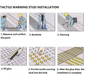 आसान स्थापित स्टेनलेस स्टील स्पर्श चेतावनी रोड स्टड स्पर्श सूचक और स्ट्रिप्स - Product Image 6