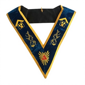 Navy Blue Velvet Past Master Bullion Wire Hand Embroidery Grand Jewel - Product Image 1