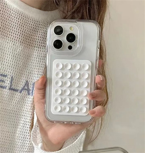 Coque de téléphone simple et transparente en silicone avec ventouse pour Samsung Galaxy S26 Ultra S25 S23 A57 A56, protection et poignée <span class=keywords><strong>selfie</strong></span> anti-stress - Product Image 3