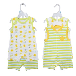 Vendita calda nuovo design pagliaccetto neonato vestiti per bambini senza maniche stampato e pigiama tascabile in camicia set - Product Image 4
