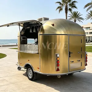 Chariot alimentaire mobile commercial en acier inoxydable doré pour beignets, idéal pour la vente en Australie - Product Image 1