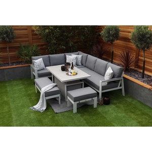 Set <span class=keywords><strong>da</strong></span> <span class=keywords><strong>giardino</strong></span> in alluminio <span class=keywords><strong>bianco</strong></span> di lusso a forma di L divano <span class=keywords><strong>da</strong></span> <span class=keywords><strong>giardino</strong></span> in alluminio - Product Image 2