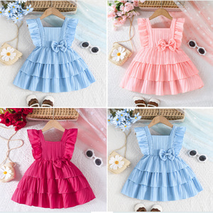 ชุดเดรสเค้กโบว์น่ารักหวานๆ สำหรับเด็กผู้หญิง สไตล์ลำลองประจำวันช่วงฤดูร้อน - Product Image 3