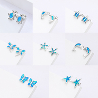 Boucles d'oreilles en argent sterling 925 avec opale de laboratoire, design inspiré de la mer, livraison rapide XYOP Oceanic Opulence, pour la vente en gros