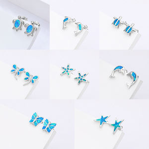 أقراط العقيق من الفضة الإسترلينية والمجوهرات من xyopp في تصميم مستوحى من البحرية للبيع بالجملة - Product Image 4