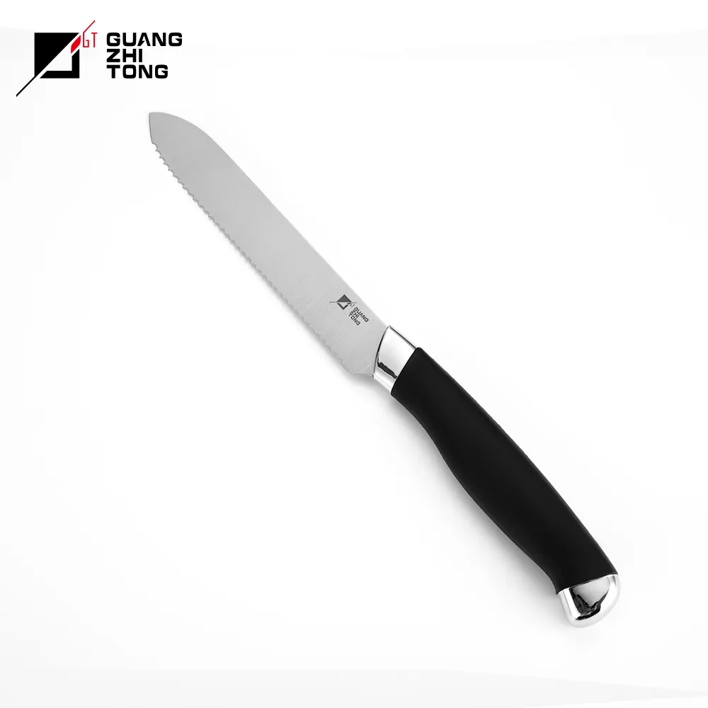 hot sell 5 inch soft touch rubber handle PP+TPR multi-funcion utility knife kitchenware knife