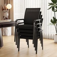Chaise de bureau empilable en maille avec accoudoirs fixes - Confortable pour les réunions, les jeux et l'usage domestique